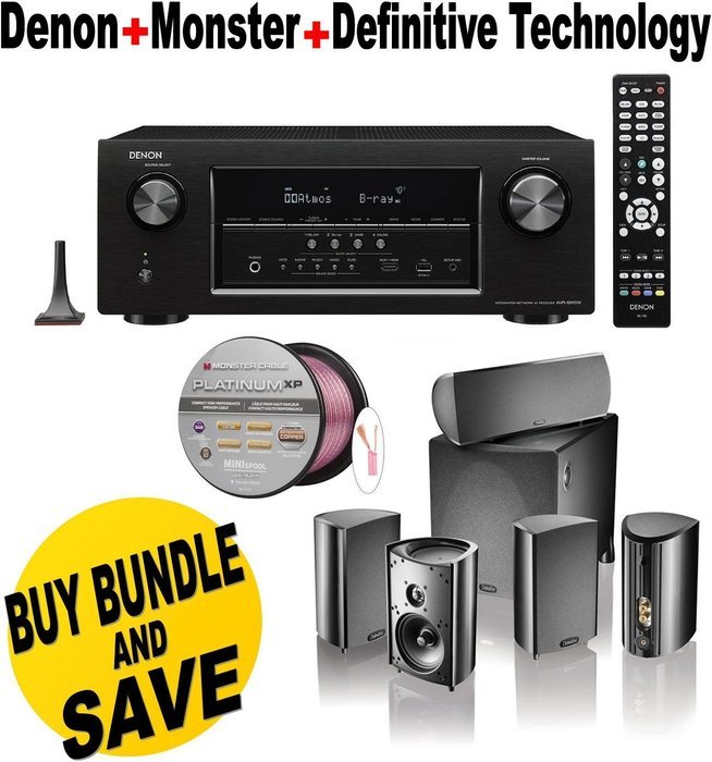 Denon AVR-S910W 7.2 Full 4K Ultra HD Channel Receiver With Bluetooth/HDCP2.2 + Definitive Technology Pro Cinema...