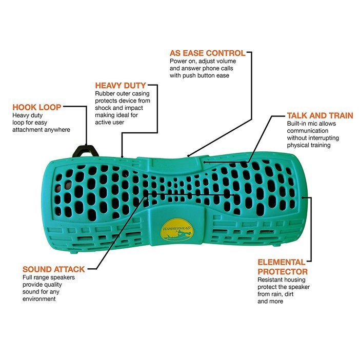 HammerHead IPX6 Shockproof Dustproof Waterproof Rugged Portable 12 Watt Bluetooth Speaker with Built-in Mic and... N17