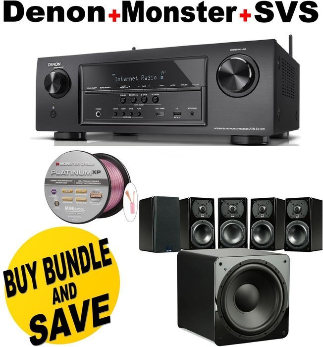Denon AVR-S710W 7.2 Channel Full 4K Ultra HD A/V Receiver with Bluetooth and Wi-Fi + SVS Prime Satellite Speakers...