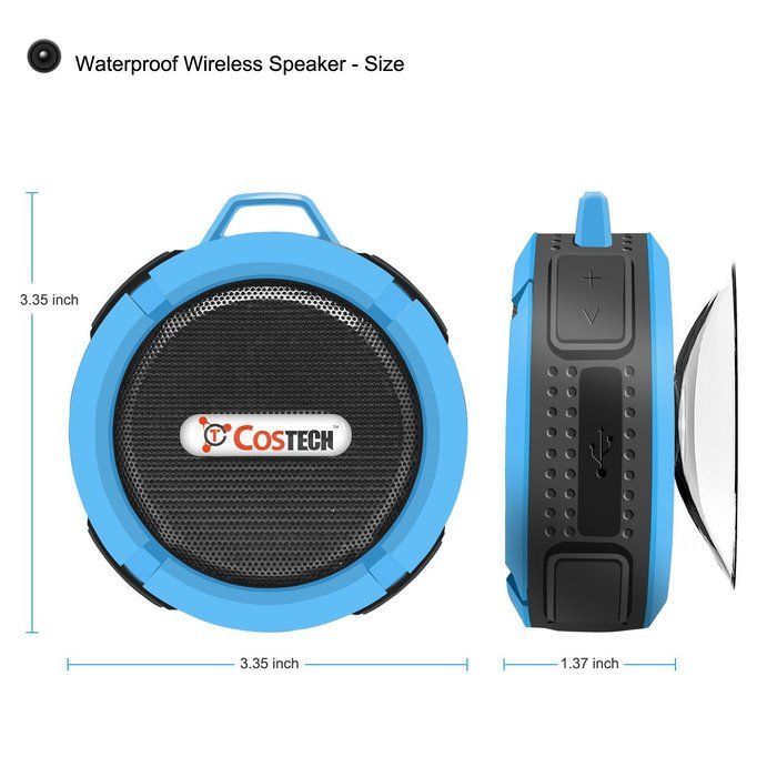Waterproof Bluetooth Mini Speaker, Costech Portable IP65 Waterproof 5W with Mic and Removable Suction Cup Use... N2