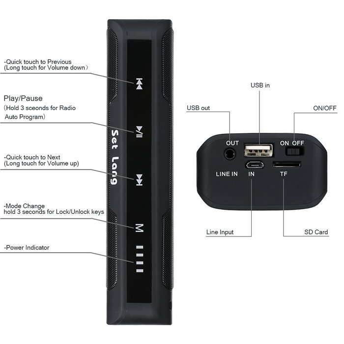 Touch Control Portable Wireless 2&times;3W Loud Bluetooth Speaker & 4000mah Power Bank Charger,15-Hour Playtime,FM radio... N5