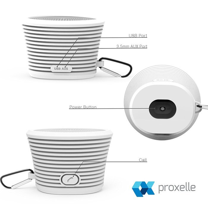 Waterproof Bluetooth Speaker - Portable and Rugged w/ Built-in Microphone N24