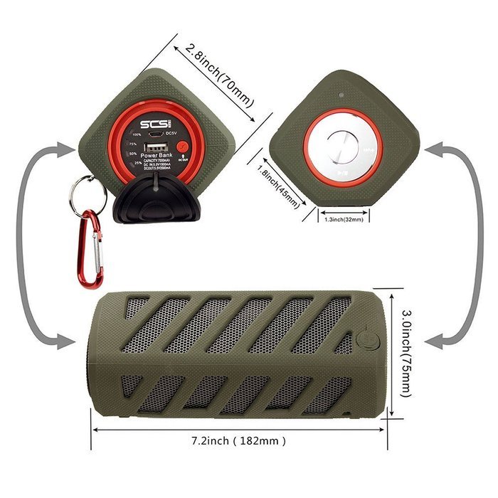 SCS ETC Portable Wireless Bluetooth Speaker with 7000mAh Power Bank-3D Surround Sound Outdoor Sports Speakers-... N8