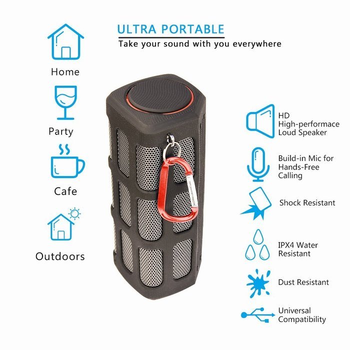 SCS ETC Portable Wireless Bluetooth Speaker with 7000mAh Power Bank-3D Surround Sound Outdoor Sports Speakers-... N12