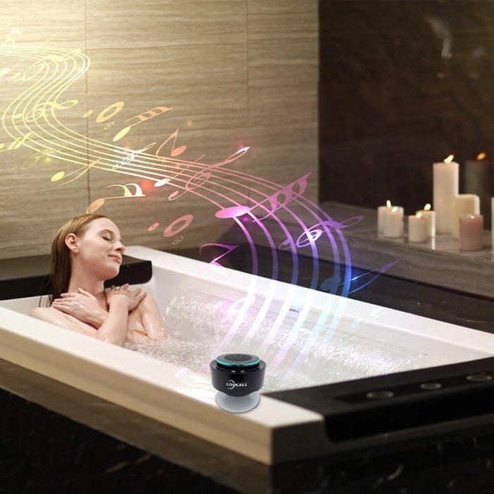 LAF012-Blue Portable Wireless Bluetooth Waterproof Shower Speaker Rechargeable Powerful Stereo Music Loudspeaker... N8