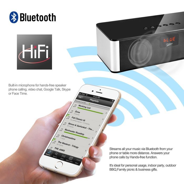 Bluetooth V4.0 HIFI Speaker, Costech Portable Stereo FM Radio, Handsfree, Support USB HOST & Micro SD card Pairs... N4