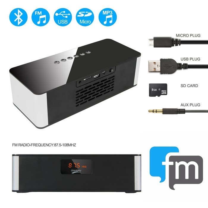 Bluetooth V4.0 HIFI Speaker, Costech Portable Stereo FM Radio, Handsfree, Support USB HOST & Micro SD card Pairs... N5