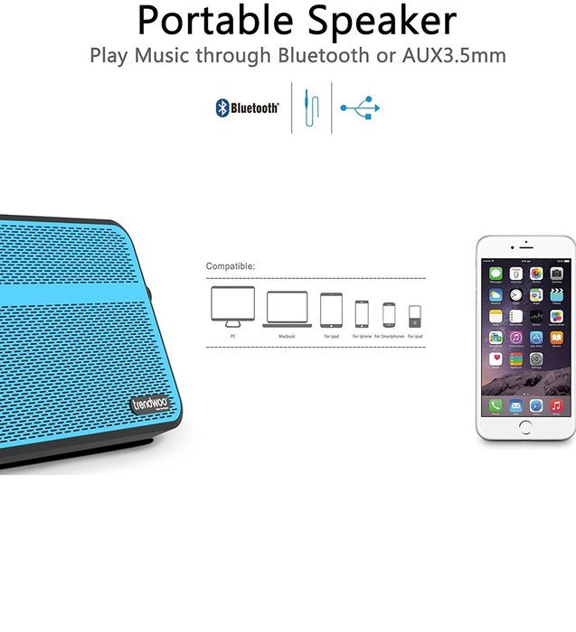 Bluetooth Speakers, Trendwoo 10W Powerful Portable Wireless Stereo Speaker Waterproof with Carrying Handle ( Dual... N5