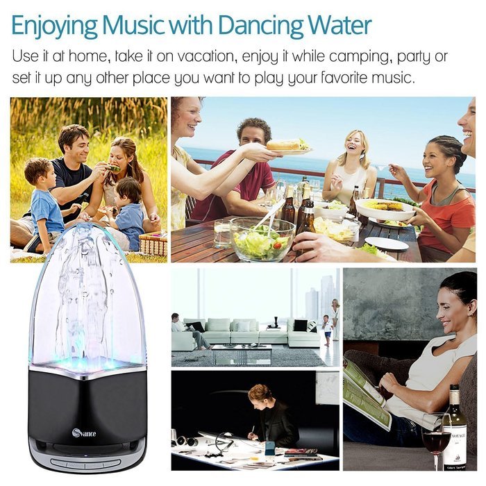 Svance Dancing Water Speaker Portable Wireless Bluetooth Speaker Powerful Stereo Sound and LED Light Show Music... N20