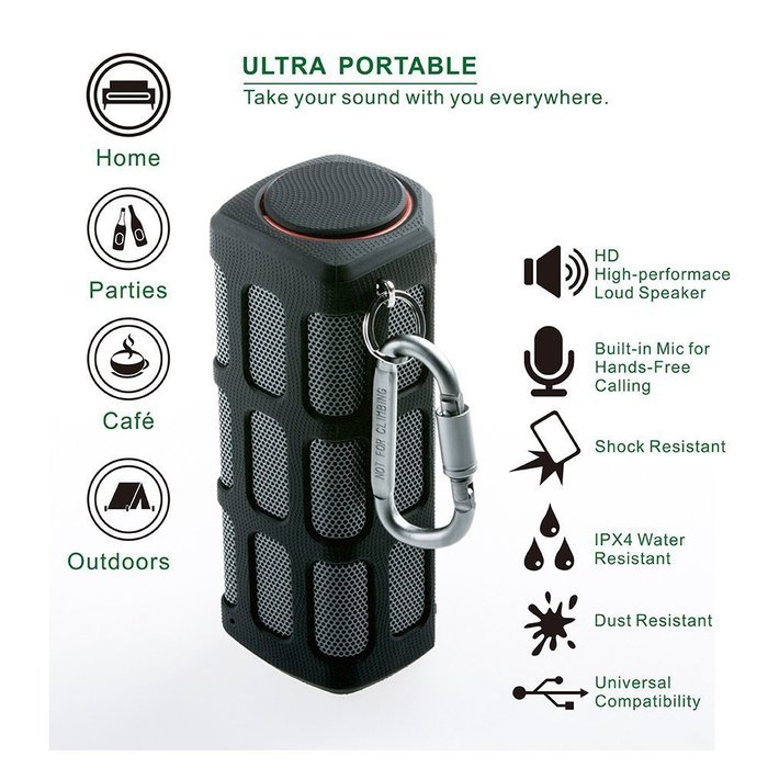 Hapyia Portable Wireless Bluetooth Speaker, Pair 2 speakers for 3D Stereo Surround Sound [New Release] - One Speaker... N16