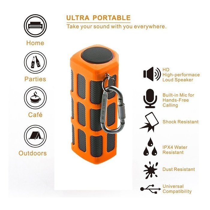 Hapyia Portable Wireless Bluetooth Speaker, Pair 2 speakers for 3D Stereo Surround Sound [New Release] - One Speaker... N22