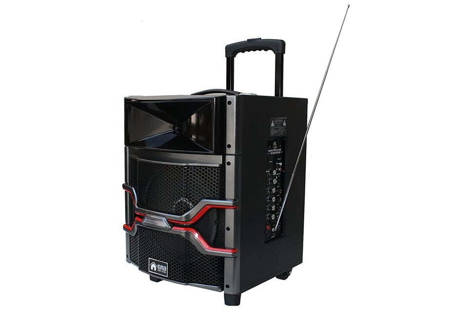 EMB PKL101PRO 1000W 10" Woofer w/ Colorful LED Lights - 7 Hours Battery - Rechargeable Trolley Portable Speaker... N4