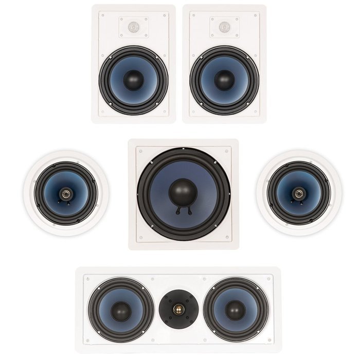 Blue Octave In Wall and In Ceiling 5.1 Home Theater 8" Speaker Set New 1770 Watts LHT825