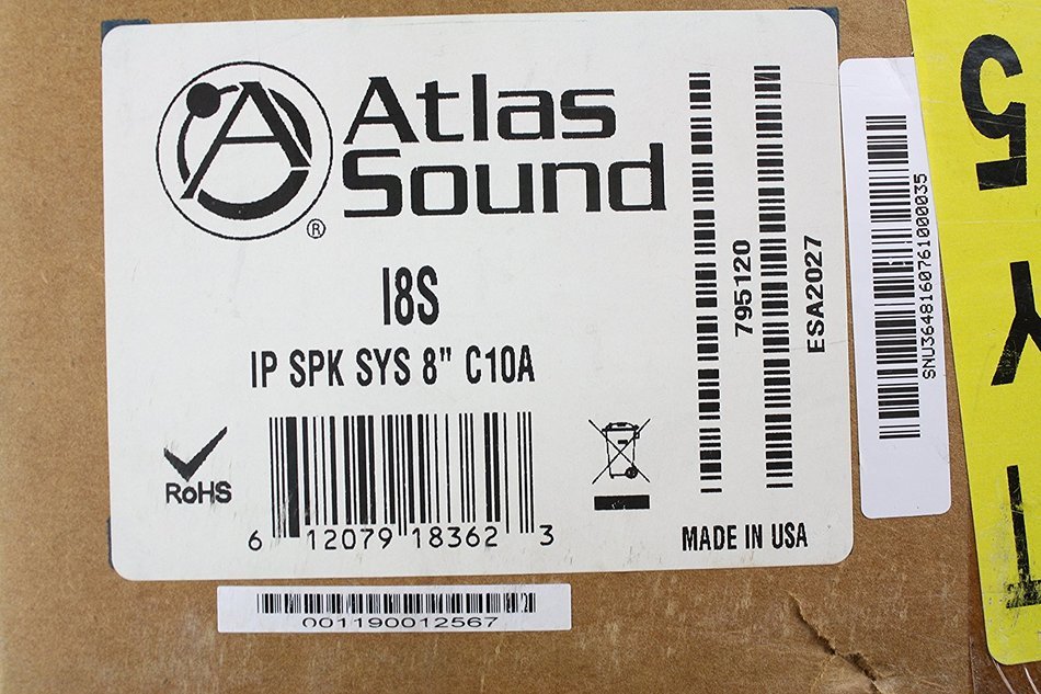 Atlas Sound I8S Ip Speaker System Loudspeaker Baffle Pbc Amp (Enclosure Sold Separately) N4
