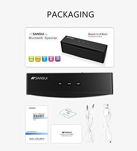 Sansui T18 Wireless Bluetooth Speaker 1200mAh Subwoofer Portable Hands Free Speaker Dual Unit TF Card U Disk (... N9