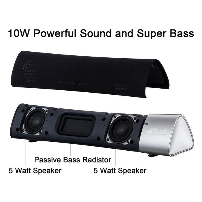 Ausid Bluetooth Speaker Portable Wireless Speakers HiFi Subwoofer Sound Bar 10W 3D Home Theater Surround Stereo... N3