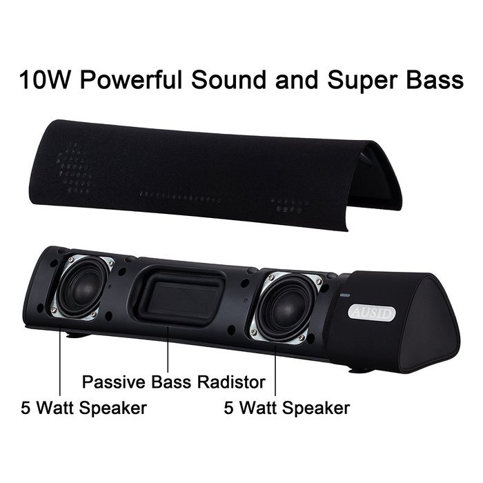 Ausid Bluetooth Speaker Portable Wireless Speakers HiFi Subwoofer Sound Bar 10W 3D Home Theater Surround Stereo... N10