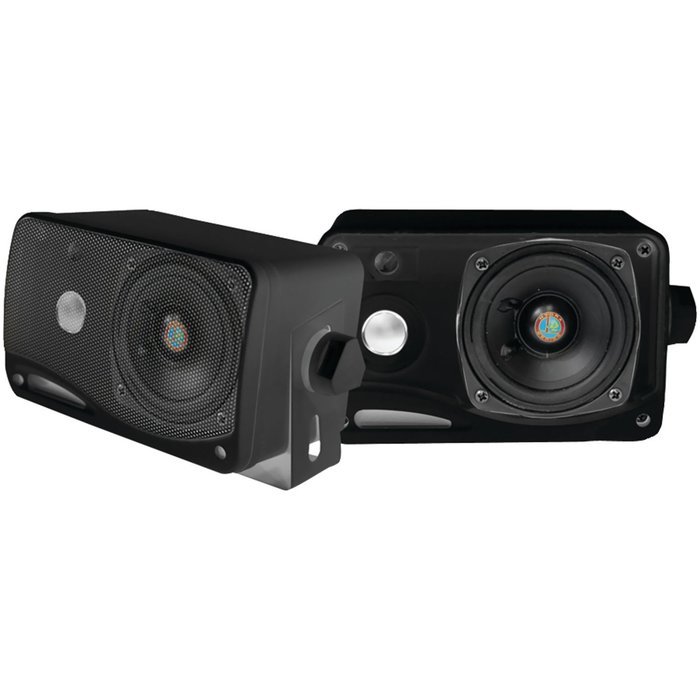 Pyle PLMR24B 3.5-Inch 200 Watt 3-Way Weather Proof Mini Box Speaker System (Black)
