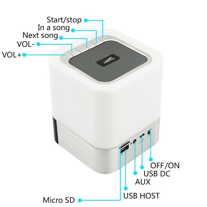 collee Wireless Bluetooth Speaker With Touch LED Lamp (Dimmable 3 Brightness) HIFI All-in-1 Portable TF Card ,... N2