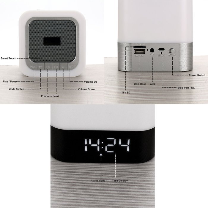 collee Wireless Bluetooth Speaker With Touch LED Lamp (Dimmable 3 Brightness) HIFI All-in-1 Portable TF Card ,... N5