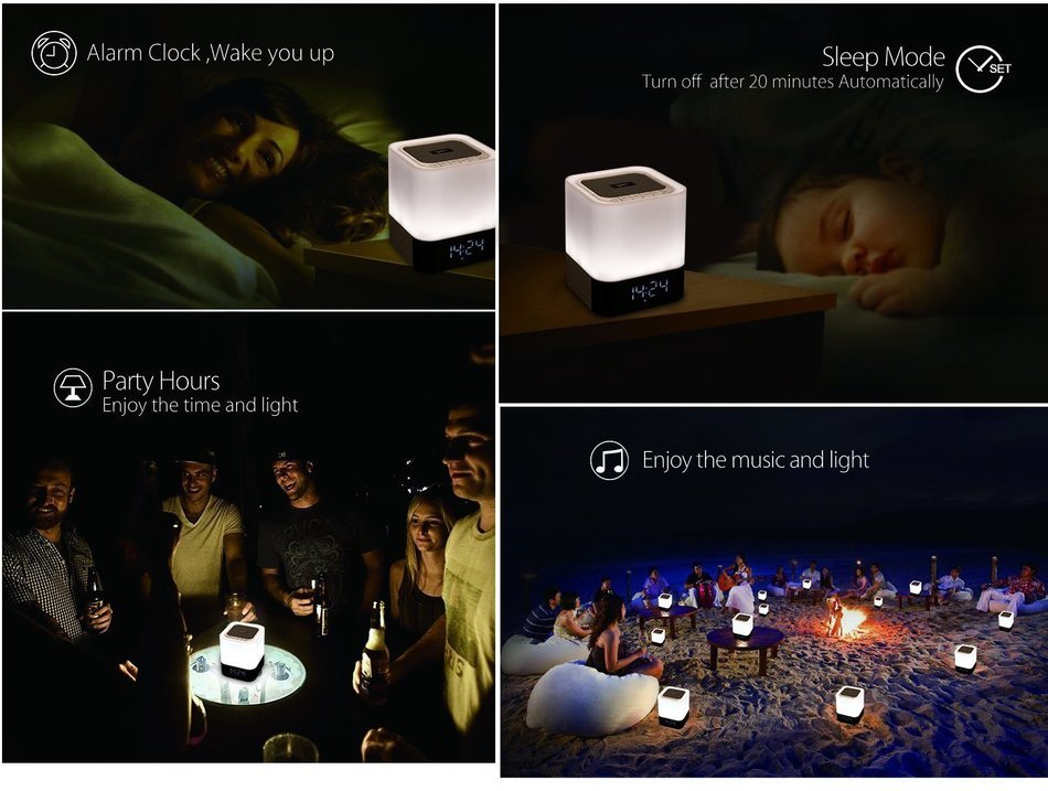 collee Wireless Bluetooth Speaker With Touch LED Lamp (Dimmable 3 Brightness) HIFI All-in-1 Portable TF Card ,... N7