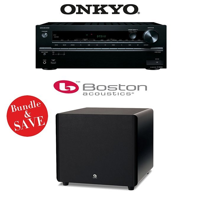 Onkyo TX-NR646 7.2-Channel Network A/V Home Theater Receiver + (1) Boston Acoustics ASW250 10-Inch 250W Powered...