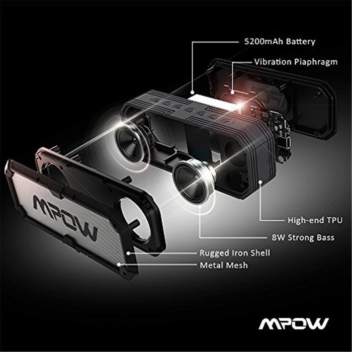 Mpow Portable Bluetooth Speaker Waterproof with 5200mah Power Bank for Outdoor Activities N5