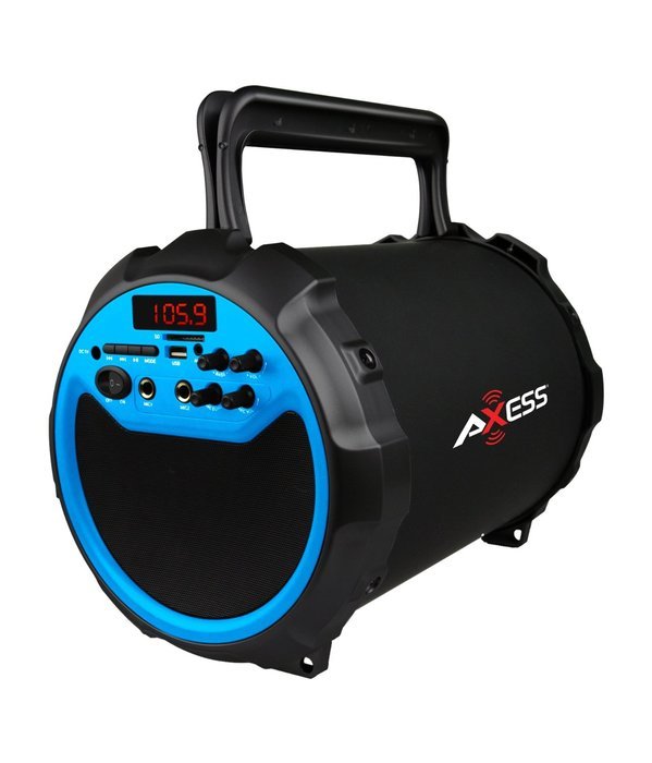 Axess SPBT1034-RD Portable Bluetooth Indoor/Outdoor 2.1 Hi-Fi Loud Speaker/Sing Along with Wired Mic., SD,USB,... N3