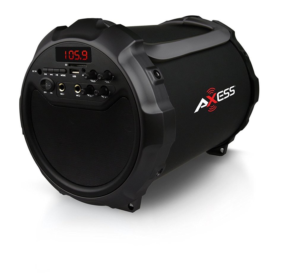 Axess SPBT1034-RD Portable Bluetooth Indoor/Outdoor 2.1 Hi-Fi Loud Speaker/Sing Along with Wired Mic., SD,USB,... N6