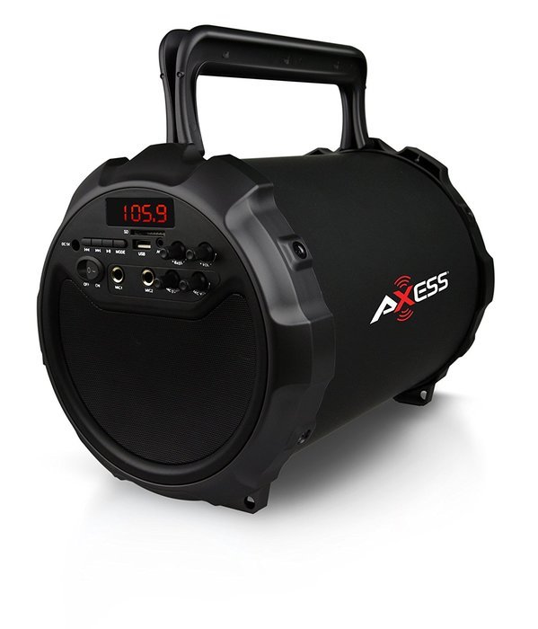 Axess SPBT1034-RD Portable Bluetooth Indoor/Outdoor 2.1 Hi-Fi Loud Speaker/Sing Along with Wired Mic., SD,USB,... N7