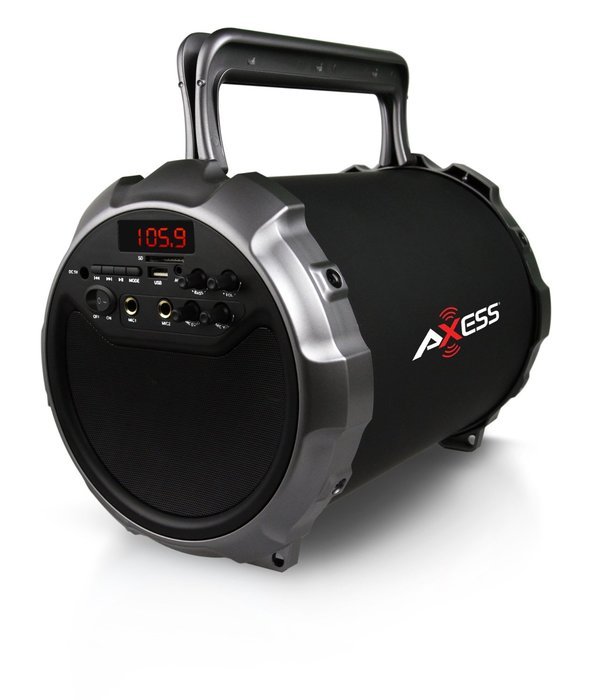 Axess SPBT1034-RD Portable Bluetooth Indoor/Outdoor 2.1 Hi-Fi Loud Speaker/Sing Along with Wired Mic., SD,USB,... N12
