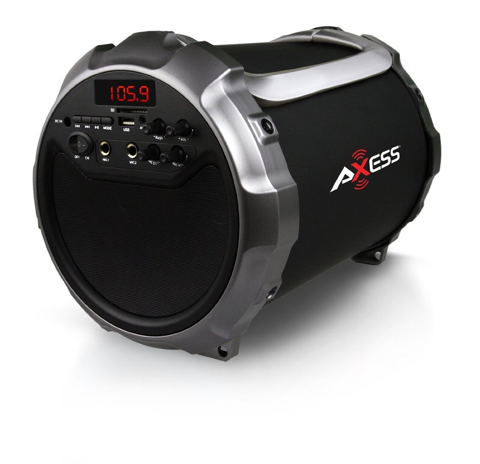 Axess SPBT1034-RD Portable Bluetooth Indoor/Outdoor 2.1 Hi-Fi Loud Speaker/Sing Along with Wired Mic., SD,USB,... N13