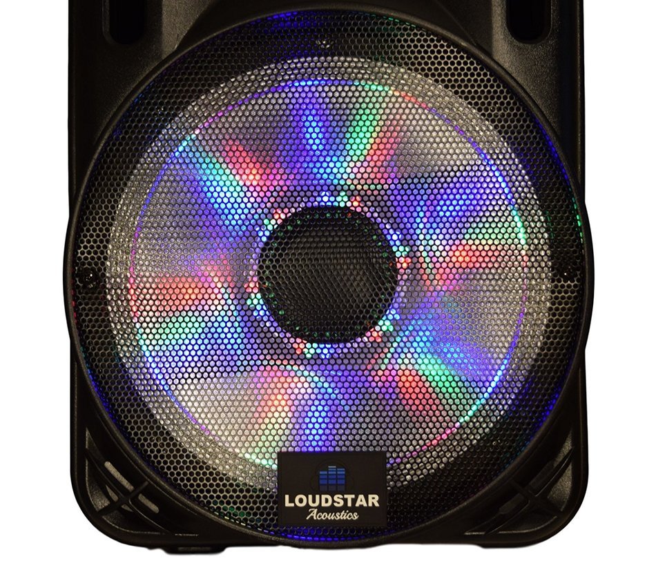 Portable Speaker 12" 1300W PA System, 2 Wireless Microphones, Bluetooth, Rechargeable, LED N5