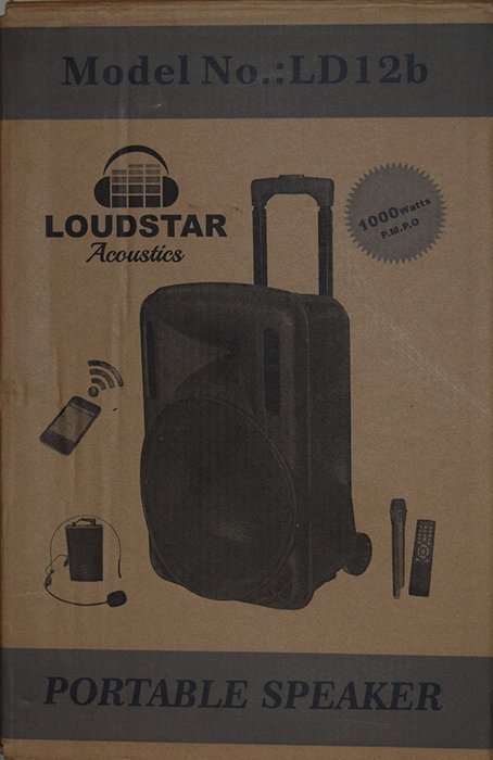 Portable Speaker 12" 1300W PA System, 2 Wireless Microphones, Bluetooth, Rechargeable, LED N7