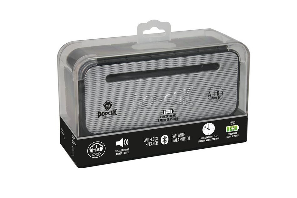 PopClik Speaker Airypower Bluetooth 4.0 Massive Bass Built-in Battery Charger 100 Foot Range 10 Hour of Continous... N15