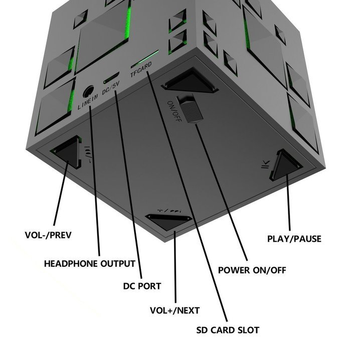 Dlisten Portable Bluetooth Speaker,Allspark Cube Wireless Stereo Led Light Speaker,Support TF Card FM Radio,For... N5