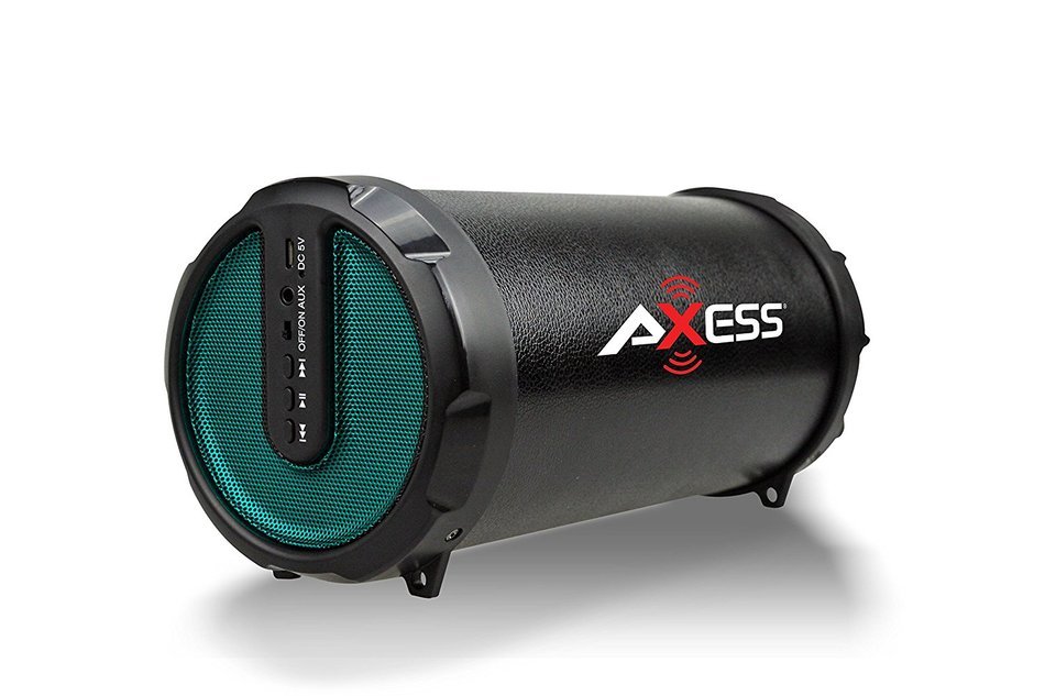 AXESS SPBT1029-BK Indoor/Outdoor Hi-Fi Bluetooth 2.1 Speaker with 3" Subwoofer & 2" Horn, Black N3