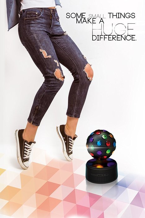 Sharper Image SBT651BK Universal Rechargeable Bluetooth Disco Ball Speaker with LED Color Changing Lights - Black N5