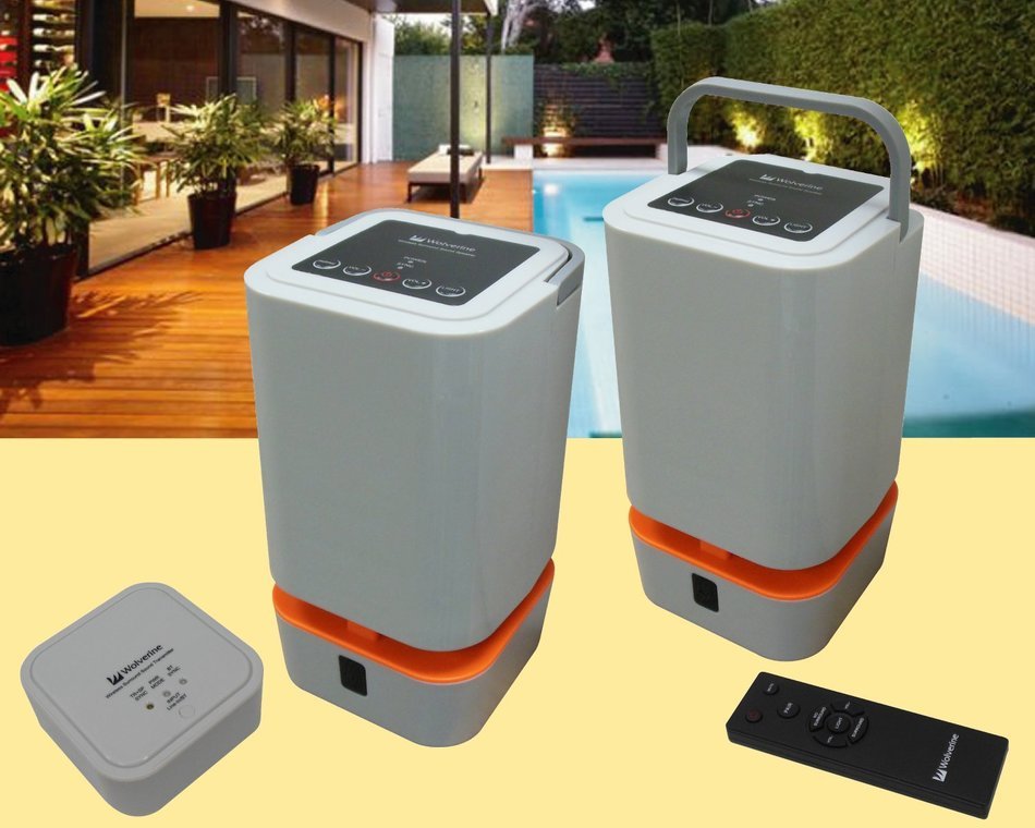 Wolverine WIOS-5.8 Wireless Indoor-Outdoor 5.8GHz and Bluetooth Dual Band Surround Sound Twin Speakers (Gray) N2