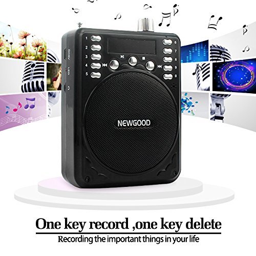 NEWGOOD Portable Mini Voice amplifier Speaker Microphone Megaphone Booster Loudspeaker MP3 player SD TF Card USB... N15