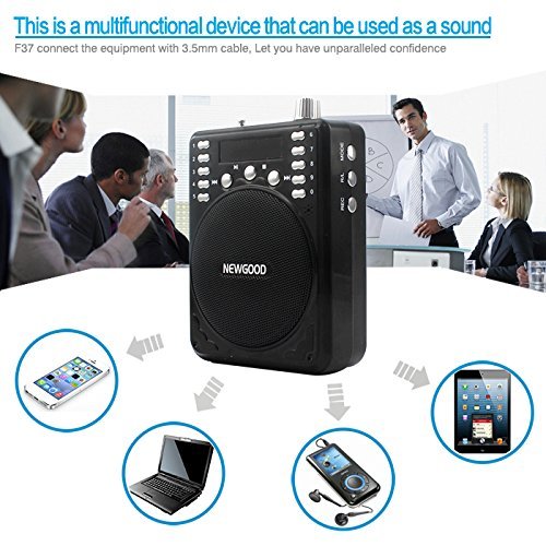 NEWGOOD Portable Mini Voice amplifier Speaker Microphone Megaphone Booster Loudspeaker MP3 player SD TF Card USB... N16