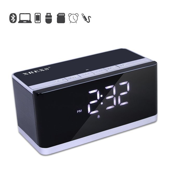 Alarm Clock Bluetooth Speaker FM Radio XREXS Portable Wireless Speaker for iphone Samsung, Enhanced Bass Stereo...