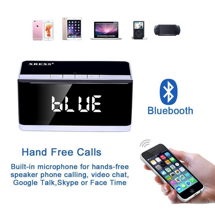 Alarm Clock Bluetooth Speaker FM Radio XREXS Portable Wireless Speaker for iphone Samsung, Enhanced Bass Stereo... N3
