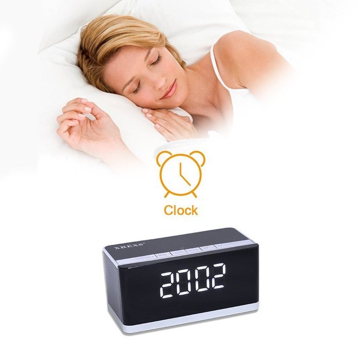 Alarm Clock Bluetooth Speaker FM Radio XREXS Portable Wireless Speaker for iphone Samsung, Enhanced Bass Stereo... N5