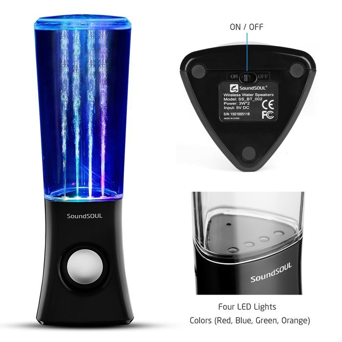 SoundSOUL Fountain Dancing Bluetooth Speakers, Black N12