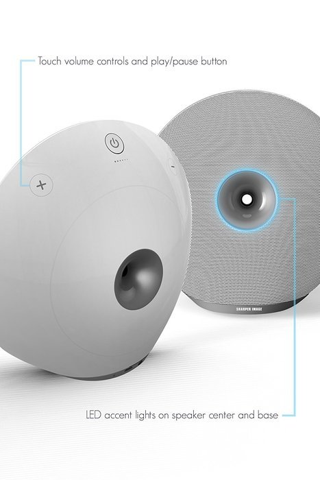 Sharper Image Bluetooth Wireless Speaker With Touch Controls, LED Accent Light (White) N2