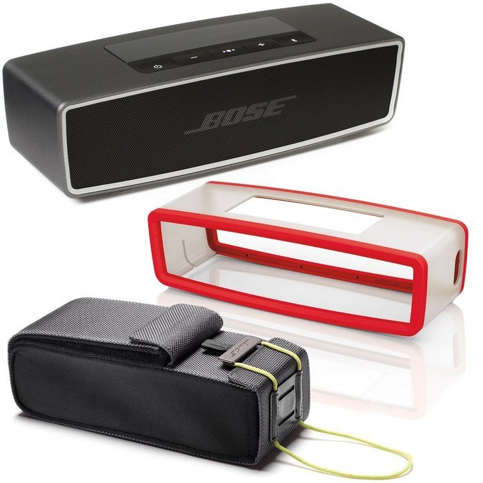 Bose SoundLink Mini II Bluetooth Wireless Speaker - Carbone w/ Red Soft Silicon Cover & Travel Bag - Bundle