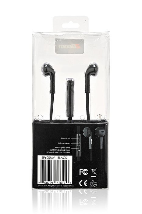 2BOOM Noise Isolating Wired Earbuds Headphones with Microphone and Volume Control Black N5