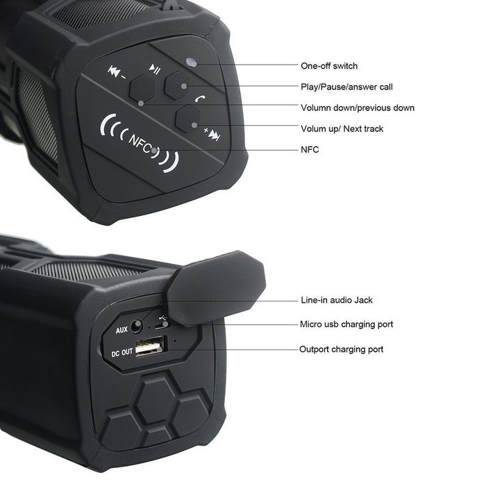 PT-390 Portable Waterproof Sport Bluetooth Speakers Outdoor Dustproof/Anti-scratch/Shockproof/NFC Speaker stereo...