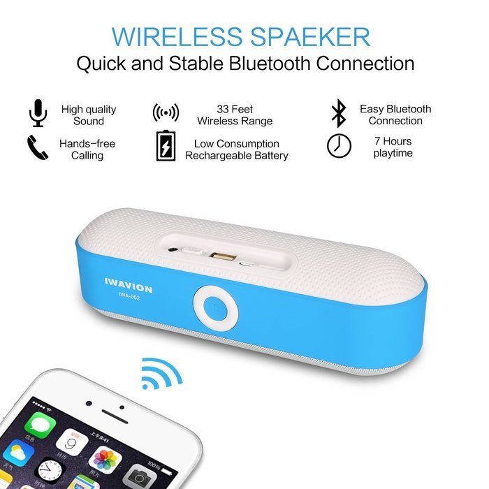 Bluetooth Speakers, IWAVION Portable Wireless Stereo Speaker Built-in Mic FM Radio Super Bass Support Micro TF... N11